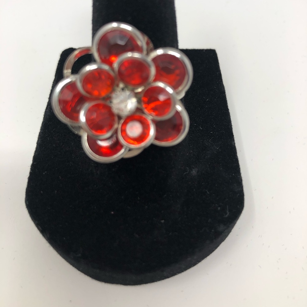 Red “Flower” on Silver band